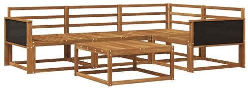 vidaXL Outdoor-Sofagarnitur 5 pcs Natur Massivholz Akazie, Akazienholz Sofa, modernes Outdoor-Möbel, stylische Sectional-Garnitur, wetterfeste Terrasse, Garten Sitzgruppe