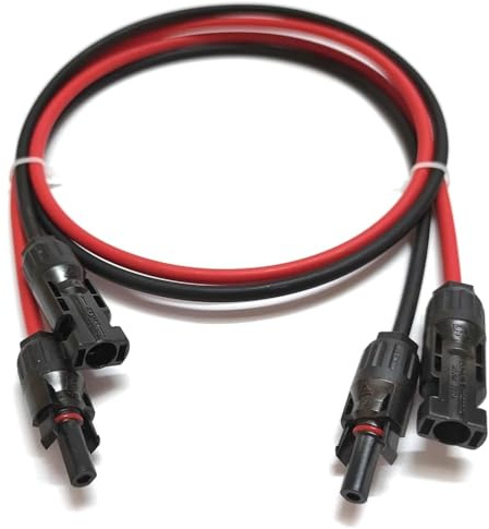 1-20 Meters Black/Red Power Solar Extension Cable 1.5/2.5/4/6mm2/16/14/12/10AWG with PV DC Connector Used in Panel System(8m black and 8m red,16 AWG - 1.5mm2)