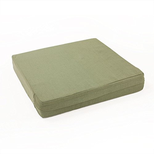 Bodhi MANDIR Kissen quadratisch, Kokosfaser-Füllung, Abnehmbarer Baumwollbezug, 46 x 46 x 7,5 cm, (Olive)