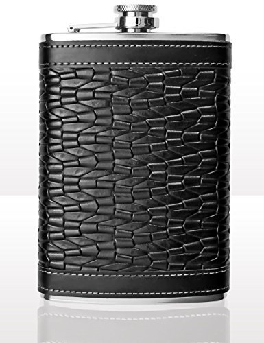 OUTDOOR SAXX Edelstahl Flachmann, 260ml, Leder Design Ripped