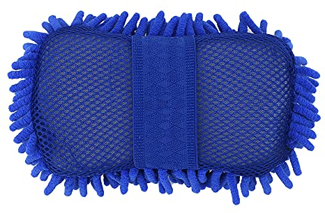 iTimo Schwamm zum Autowaschen aus Chenille-Mikrofaser, beidseitig verwendbar, mit zusätzlicher Mikrofaserfläche zum Schrubben mit integrierter Handschlaufe.