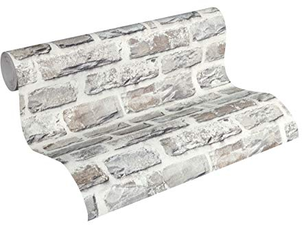 A.S. Création Papier Peint Brique Elements Papier peint intissé 10.05 m x 0.53 m Gris Multicolore Fabriqué en Allemagne 361403 36140-3