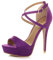 Womens Ladies Platform high Heel Peeptoe Cross Over Strappy Shoes Size 3 36, 3 UK, Purple Suede