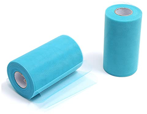 ZADAWERK® Tüll - 15 cm x 45 m - Türkis - 1 Rolle - Tisch-Deko - Hochzeit - Weihnachts-Tüll - Geschenk - Schleife - Schleier - Tutu - DIY Tüllrolle - Netzstoff
