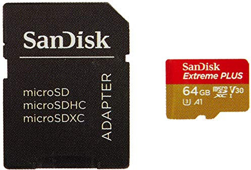 SanDisk Extreme Plus Carte mémoire microSDXC avec Adaptateur de Carte mémoire SD 64 Go
