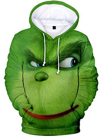 HUASON Kreativer Weihnachts Pullover Weihnachtsmann 3D Hoodie Lustiger Bequemes Langarm Sweatshirt für Herren und Damen(L)