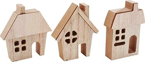 VBS Häuser-Silhouetten Mini 3 STK MDF Holz-Deko unbehandelt