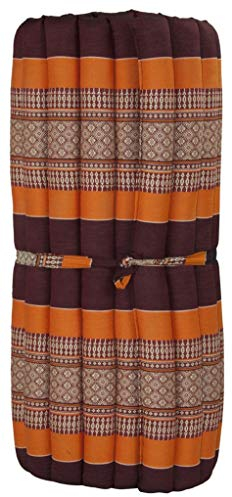 Fine Asianliving Thaimatte Rollbar Kapokfüllung 200x77x4.5cm Burgund orange Thai Kissen Meditation Matte Matratze Kapok 301-D05