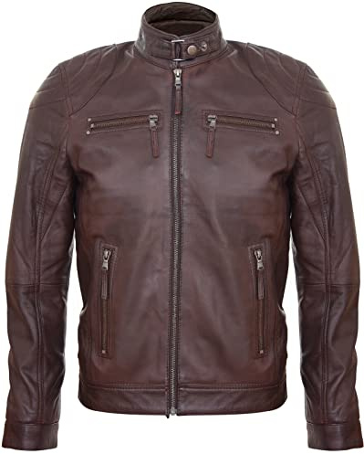 Herren 100% Echtleder Moto Rennen Motorrad Fashion Motorrad Jacke Mit Reißverschluss