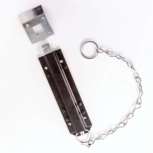 White Hinge Limited Heavy Duty Spring Loaded Pull Chain Bolt Gate/Garage Door Ground Latch Lock