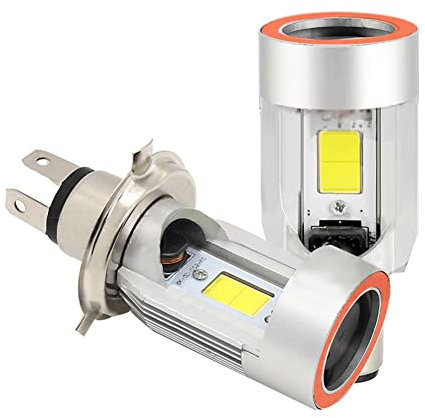 Asudaro Luces De La Motocicleta, Faros Led Para Motocicletas Faros Led De Ojos De Ángel Foco De Alto Brillo Integrado De Doble Garra Enchufe H4 BA20D para voltaje de 12V-80V