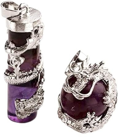 perles argentées plaquées chinois style dragon wrap de lapis lazuli pilier pendentif tigre pendentif essence perle-Améthystes_CHINE