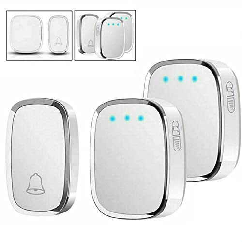 VickyHome Wireless Doorbell, LED Light, Loud, 36 Tunes & 4 Level Volume, IP44 Waterproof Doorbell Cordless Battery Operated with One Receiver, Through Cordless Door Chime at 1000-feet Range,White