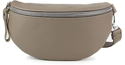 Ever Bloom Unisex Leder Brusttasche Bauchtasche, Mode Hüfttasche, Made in Italy, Umhängetasche Sattel Crossbag 24cm, Mittelgross Ledertasche für Festival und Urlaub, Tasche Farben:Taup