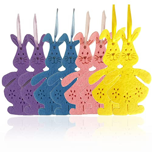 AKH 8 Stück Osterhasen aus Filz zum Aufhängen | Pastellfarben | Osterhase hängende Filzdekoration | Osterornamente für Baum | Osterparty Haustür | Für Kinder Erwachsene Ostern Handwerk Hängende
