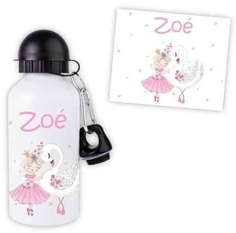 Gourde ou bouteille enfant - Personnalisable avec prénom - 500mL (Danseuse et cygne)