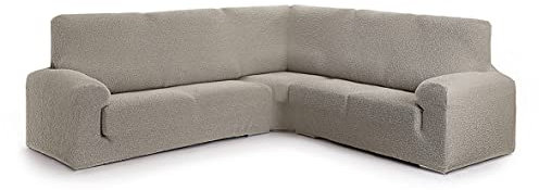 Milica Husse für symmetrisches Ecksofa | Superelastischer Stoff, perfekte Passform und Rundumschutz | Waschbare elastische Husse, rutschfest und weich – Farbe: Dunkelbeige, Größe Extra (bis 600 cm)