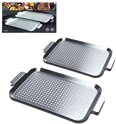 COOK TIME BBQ Grill Verdure Cestino Grilling Woks-Antiaderente Grande Accessorio per Barbecue Vegetariano per Griglia Esterna