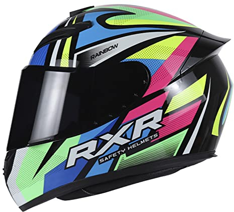 DXDRT Motorrad-Integralhelm, Unisex-Erwachsener, Straßenfahrradhelm Mit Hochklappbarem, Getöntem Visier, Motocross-Motorrad-Moped-Rennhelm Für Erwachsene, Männer Und Frauen,Bunt,XL