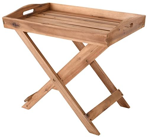 Raburg Beistelltisch MIA in Natur mit abnehmbaren Holztablett, klappbar, Akazie geölt, 40 x 60 cm, 55 cm hoch, für Garten, Balkon & Terrasse