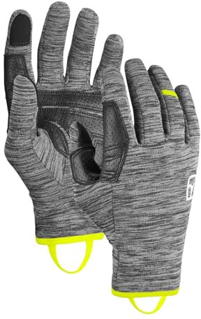 ORTOVOX Fleece Light Glove M - Leichter Fleece-Handschuh mit Smart-Finger und Leder-Handinnenseite für Skitouren - GRAU - Herren - XXL