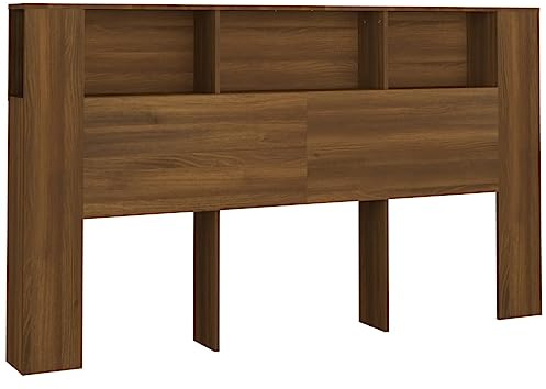 vidaXL Headboard Cabinet Bedroom Furniture Bed Header Cabinet Wall Bed Backboard Bookcase Headboard with Storage Brown Oak 180x18.5x104.5 cm