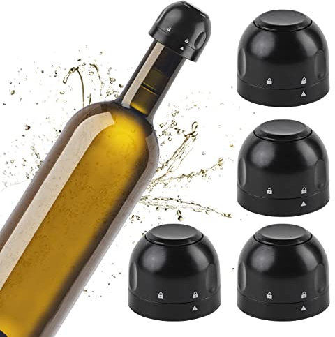 Diyfixlcd 4PCS Silicone Wine Stoppers Wine Bottle Stopper Reusable Plastic Leakproof Champagne Stopper Wine Sealer Twist to Seal Wine Bottle Stopper Reusable for Cava, Prosecco & Sparkling Wine
