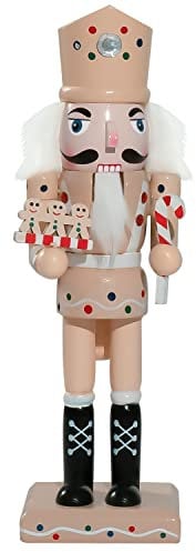 HTMOVAET Gingerbread Man Nutcracker Christmas Decorations - 10 Inch Gingerbread Candy Chef Nutcracker Figure Christmas Ornament Gifts for Shelves Tables Xmas Holiday Home Decor