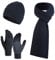 Jarseila Herren Mütze Schal und Handschuhe Set Winter Warme Wintermütze Touchscreen Handschuhe Winterschal Beanie mit Fleecefutter Strickmütze Unisex Blau