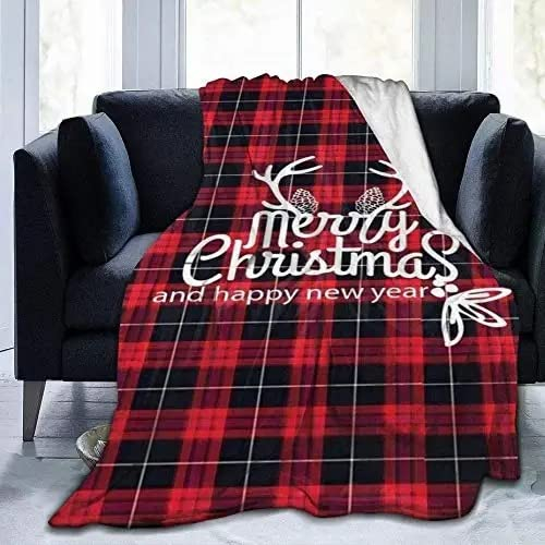 Boceoey Weihnachts Rot kariert Decke 200x200 Kuscheldecke Flauschig - Weich und Warme Fleecedecke für Bett Couch - Wohndecke als Couchdecke Bettüberwurf Tagesdecke Campingdecke