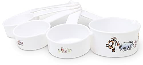 Open Road Brands Disney Winnie the Pooh 5-Piece White Plastic Measuring Cup Set