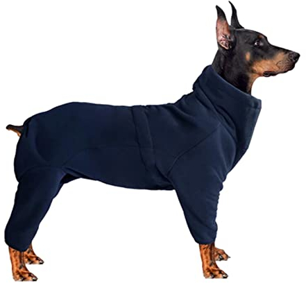 OTMYIGO Hunde-Ganzkörpermantel, Warmer Ganzkörper-Hundemantel, gemütlicher Polar-Fleece-Mantel für Hunde, Haustier-Hundekleidung für große, kleine, mittelgroße Rassen,Blau,M