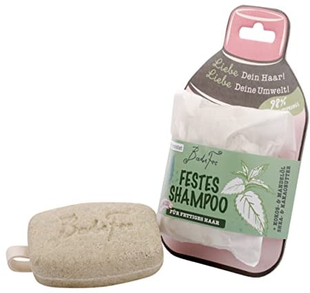 BadeFee festes Shampoo mit Brennessel (Duft Hagebuttenextrakt, festes Haarshampoo, plastikfrei, Geschenkidee, natürliche Inhaltsstoffe)