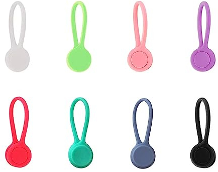 8 Pièce Enrouleur Magnétique, Sangle de Câble Magnétique en Silicone, Attaches de Câble Réutilisables en Silicone, Clips de Câble Magnétique Multi-Couleurs, Pour Cordon, USB, Aimants de Réfrigérateur