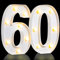 Treela 8.7'' Birthday Decorative LED Light up Numbers, Glitter Marquee Number Sign for Night Birthday Party Decorations Anniversary Bar LED Sign Backdrop Wall Table Centerpieces(60th,White)