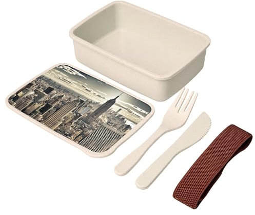Fabulous Lunch Box - Boite à Repas avec couverts New York Manhattan Empire State Building Ville Gratte Ciel - 700 ml