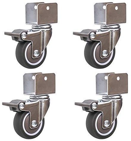 4er-Set – Universal-Drehmöbel mit Rollen und U-Halterung, 5,1 cm, 50 mm, 180 kg, geräuschloses Gummi-Kinderbett mit Bremse, leises Rollen für Babybett, Babybett, 16 mm, 18 mm, 20 mm, 25 mm