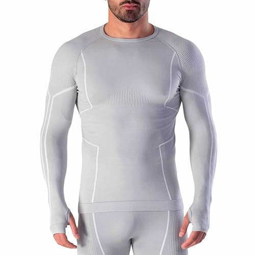 Risalti Thermo-Shirt für Herren, langärmlig, Merino Tech – Thermo-Kompressionsshirts aus Merinowolle, Thermounterwäsche für Herren, Winter, Thermounterwäsche für Herren, nahtlos, hergestellt in
