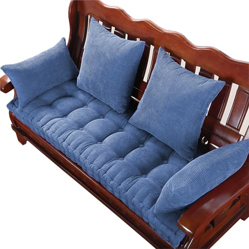 XXIUDEE Sitzkissen für Esszimmerbank, waschbar, 2- und 3-Sitzer, Erkerfenster, Holzsofa, Rattanstuhl, Bankpolster für Küche, Zuhause, Garten, Schaukel, Terrasse, Hof, Innenbereich (Blau,