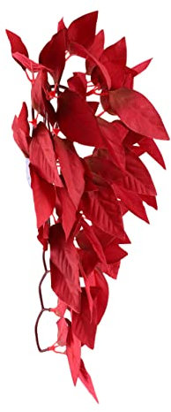 GRIRIW Plantes artificielles pour aquarium - Plantes artificielles à ventouse - Décoration pour terrarium - Accessoires pour aquarium - Support de plantes réalistes - Poisson Betta - Rouge