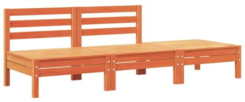 vidaXL Gartensofa 3-Sitzer, Outdoor Sofa mit Latten-Design, Gartencouch Modular, Gartenmöbel Gartengarnitur Sitzgruppe, Wachsbraun Massivholz Kiefer