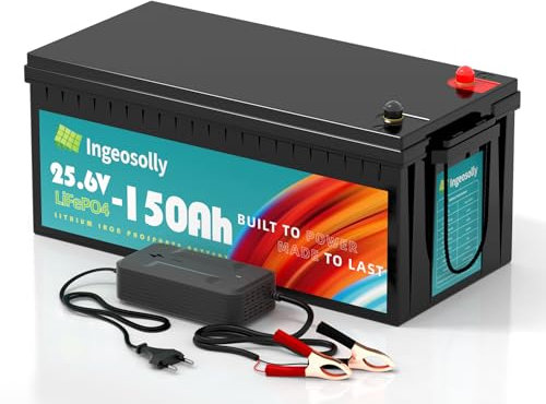 Batteria LiFePO4 LiFePO4 24 V 150 Ah, batteria LiFePO4 al litio con BMS 100 A integrata, massimo 3,84 kWh potenza di ciclo profondo, 8000+ cicli batteria ricaricabile per camper, sistema off-grid
