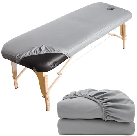 RNGWAPER 2pcs Spannbezug mit Loch für Massageliege, 70 x 190cm Waschbar Massageliege Bezug mit Nasenschlitz Weicher Atmungsaktiver Überzug für Massageliege Hautfreundlicher Kosmetikliege Liegenbezug
