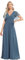 Ever-Pretty Women's Empire Waist V Neck Short Sleeve Floor Length Chiffon Evening Dresses Dusty Navy 14UK