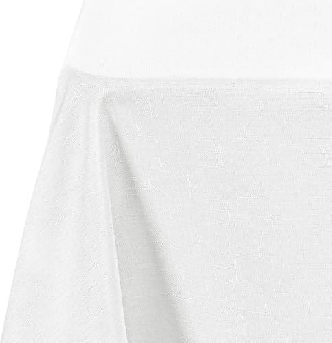 Deconovo Outdoor Tischdecke Wetterfest Abwaschbare Tischtuch Gartentischdecke Lotuseffekt Leinenoptik Tischdecken Rechteckig Table Cloth Tischwäsche für Esszimmer Küche, 240x140 cm, Weiß, 1 Stück
