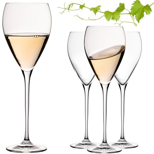 IMPERIAL Tropfenförmige Weißweingläser 350ml 'Paris' Set 4-Teilig Weingläser aus Crystalline Glas Spülmaschinenfest