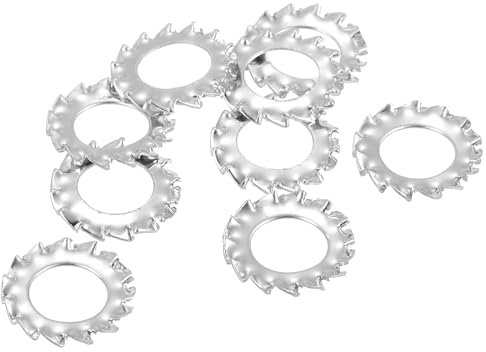 QUARKZMAN 60 Piezas Arandelas de Seguridad Externas con Dientes de Estrella M8 Arandela Dentada Externa de Acero Inoxidable 304 para Sujetadores Mecánicos Color Plateado