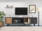 LUTUTU Mueble de TV de 200 x 40 x 55,5 cm, madera oscura, gris y veta de madera, adecuado para un televisor de 90 pulgadas