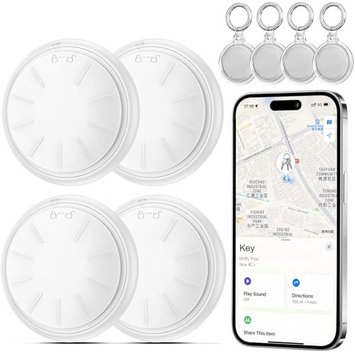 4 Pack Tracker Tag,Rastreador para Llaves Compatible con Buscar Apple (Sólo iOS),Localizador De Objetos con Funda Protectora/Llavero,para Llaves/Equipaje/Maleta/Cartera/Mochila. (A)