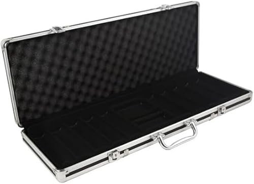 Generico Valigetta Portafiches in Alluminio Nero, da 500 Fiches, 5 Dadi Puntati, 2 Mazzi di Carte in cartoncino monostrato